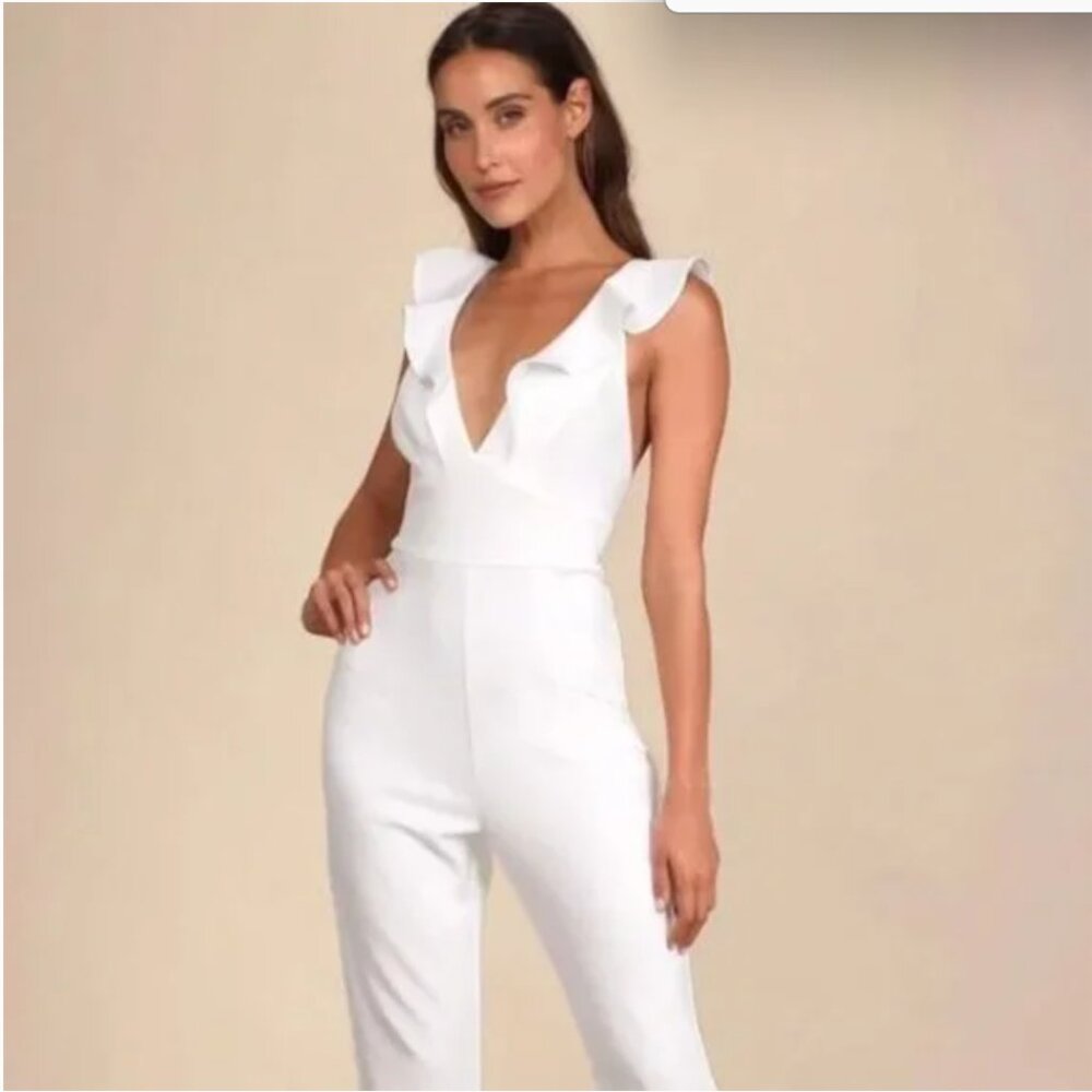 Lulus Leilani White Ruffled Jumpsuit